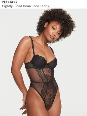 Victoria's Secret Black Lace Demi Teddy
